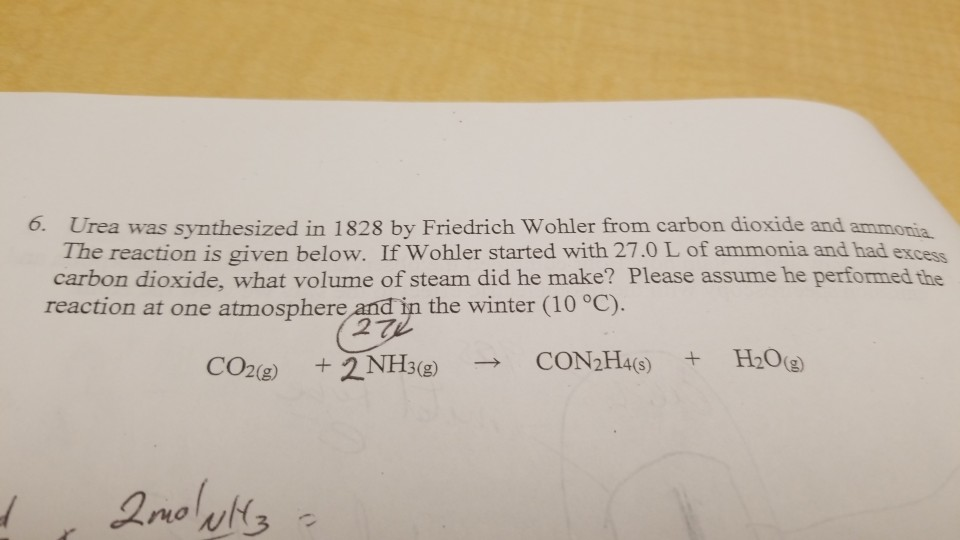 Solved 6. Urea Was Synthesized In 1828 By Friedrich Wohler | Chegg.com