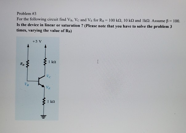 Solved Problem #3 For The Following Circuit Find V8, Vc And | Chegg.com