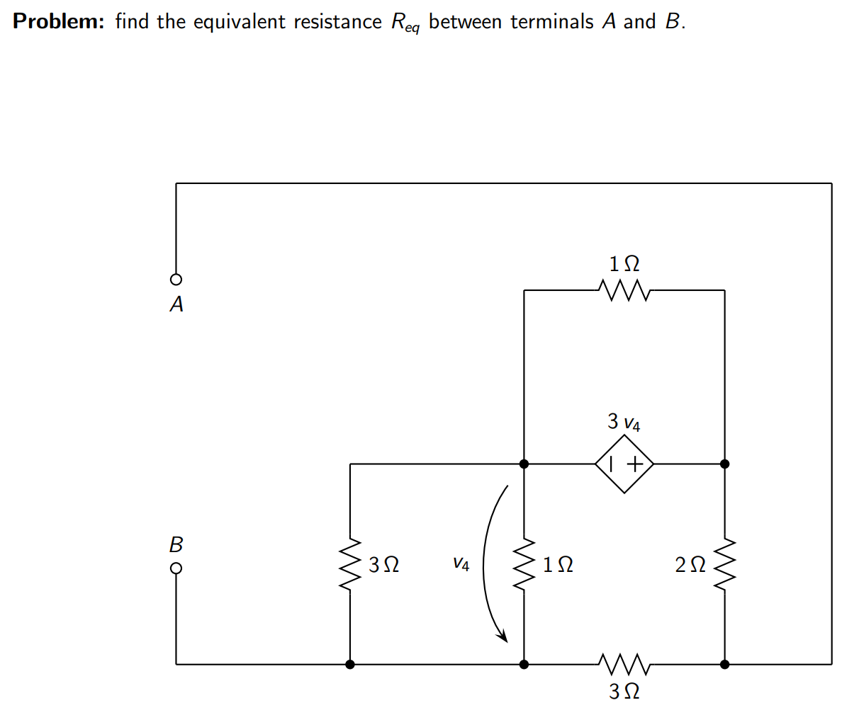 Solved Problem: find the equivalent resistance Req between | Chegg.com