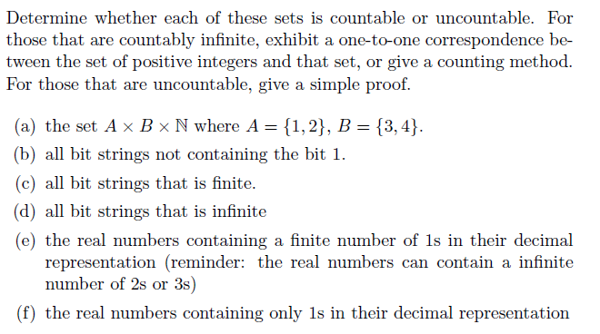 Solved Determine Whether Each Of These Sets Is Countable Or | Chegg.com