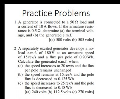 Solved Practice Problems generator is connected to a 50 2 | Chegg.com