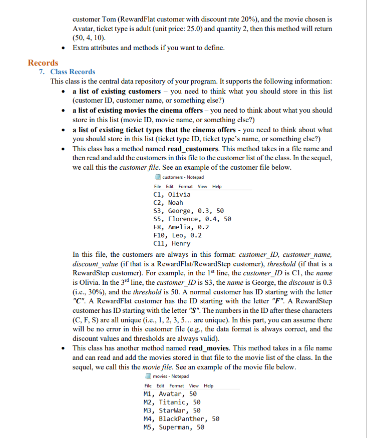 Solved 1. Class Customer Each customer has a unique ID, | Chegg.com