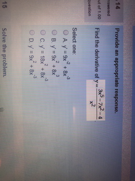 Solved Provide An Appropriate Response Find The Derivative