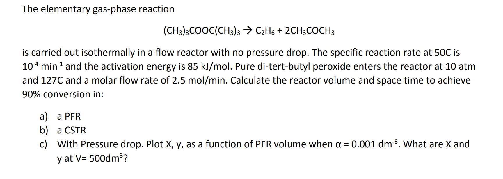 Solved The Elementary Gas-phase Reaction | Chegg.com