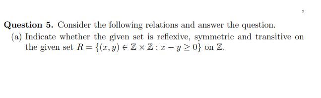 Solved Question 5. Consider The Following Relations And | Chegg.com