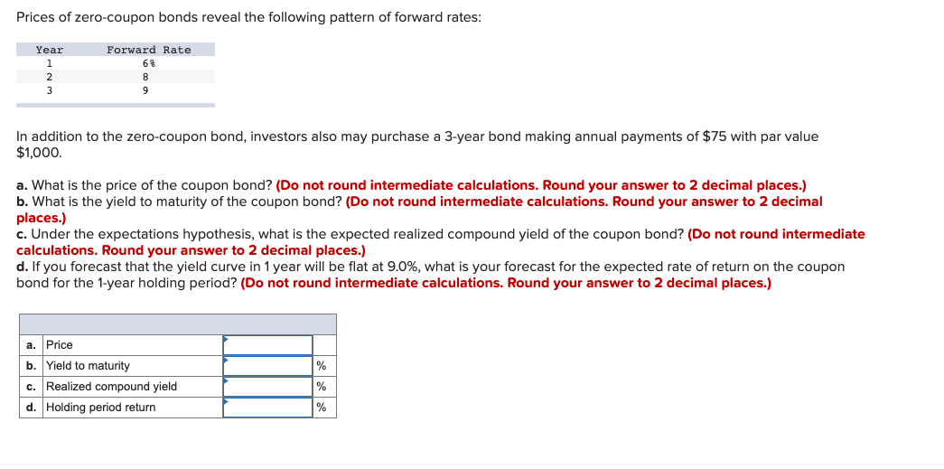 Solved Prices of zerocoupon bonds reveal the following