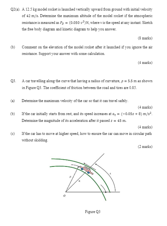 Solved Q2(a). A 12.5 kg model rocket is launched vertically | Chegg.com