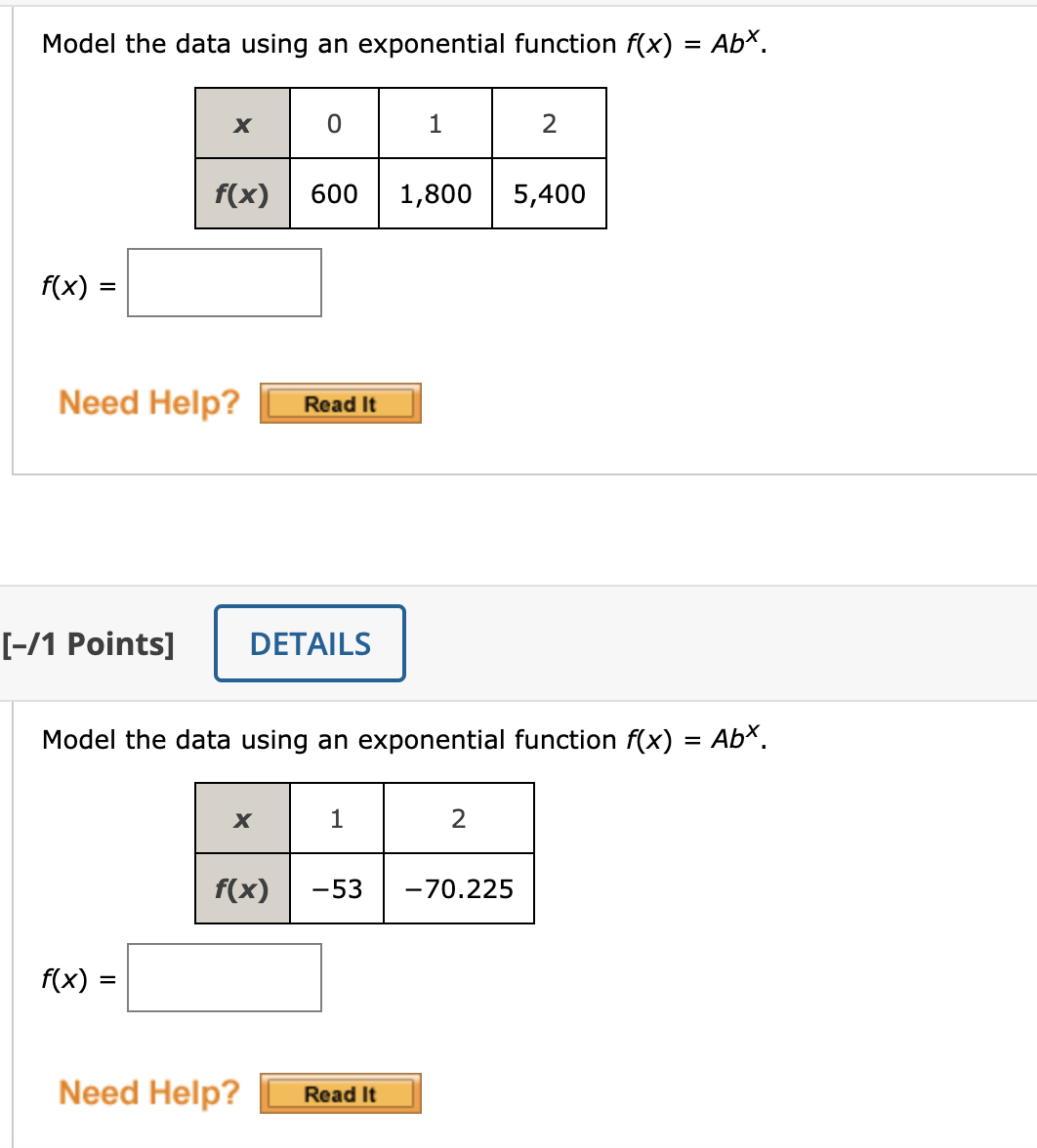 Solved Model the data using an exponential function | Chegg.com