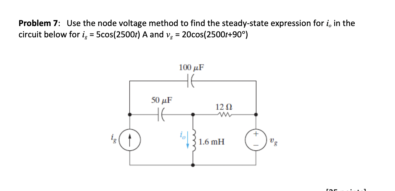 Solved Problem 7: Use the node voltage method to find the | Chegg.com