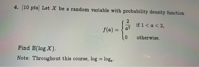 Solved 4. [10 pts] Let X be a random variable with | Chegg.com