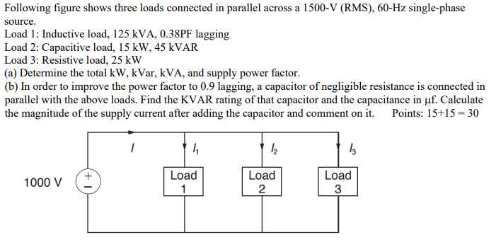 Solved Following Figure Shows Three Loads Connected In | Chegg.com