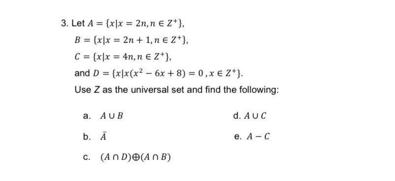 Solved Let A {x∣x 2n N∈z } B {x∣x 2n 1 N∈z }