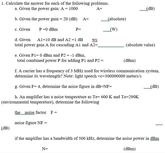 Solved Calculate The Answer For Each Of The Following | Chegg.com