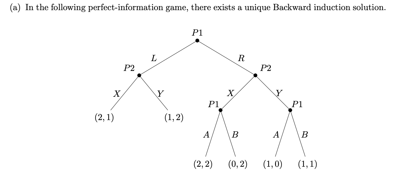 Solved (a) In the following perfect-information game, there | Chegg.com