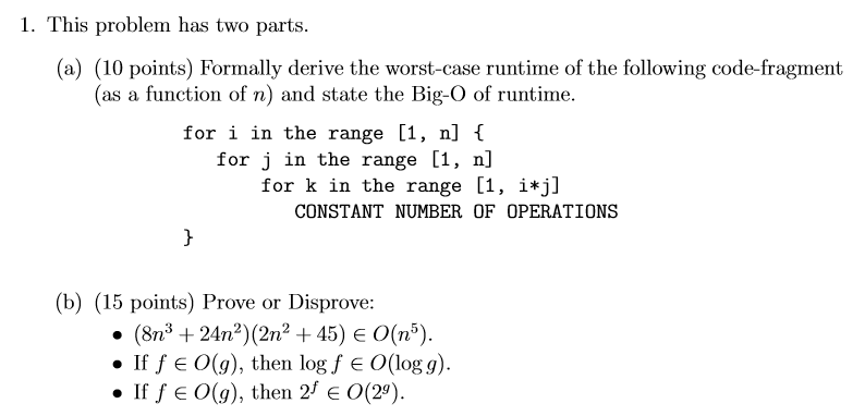Solved 1. This problem has two parts. (a) (10 points) | Chegg.com