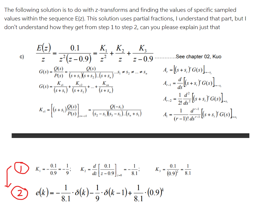 Solved The following solution is to do with z-transforms and | Chegg.com