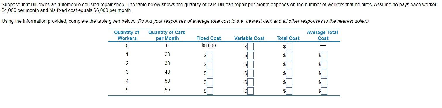 Solved Suppose That Bill Owns An Automobile Collision Repair Chegg Com