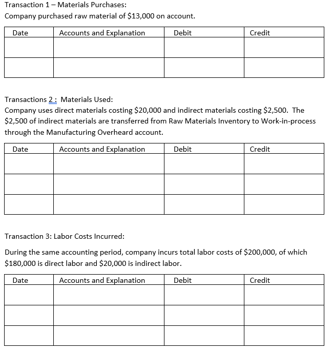 Solved Transaction 1 - Materials Purchases: Company | Chegg.com