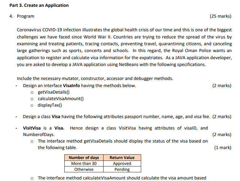 Solved Part 3. Create an Application 4. Program (25 marks) | Chegg.com