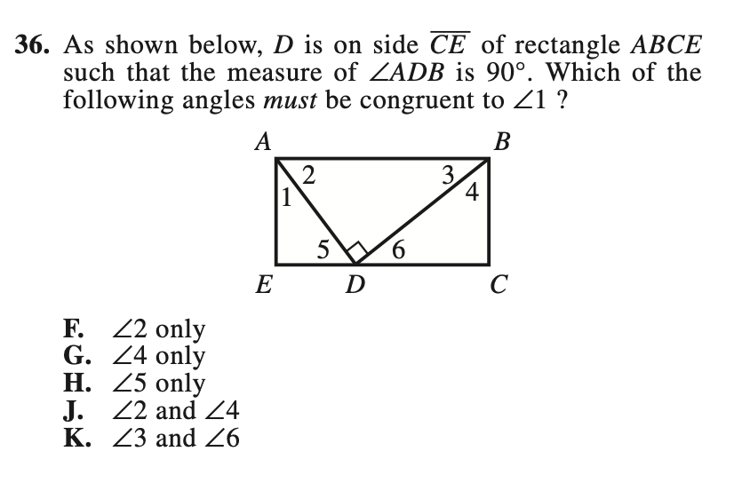 Solved 36. As shown below, D is on side CE of rectangle ABCE | Chegg.com