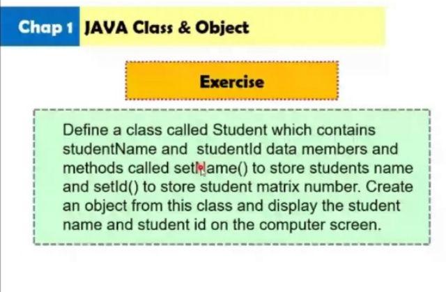 Solved Chap 1 JAVA Class & Object Exercise Define a class | Chegg.com