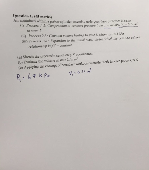 Solved Air contained within a pistoncylinder assembly