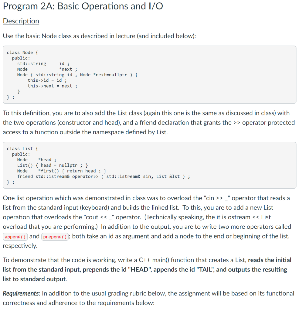 Solved Program 2A: Basic Operations and I/O Description Use | Chegg.com