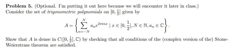 Solved Problem 5. (Optional. I'm putting it out here because | Chegg.com