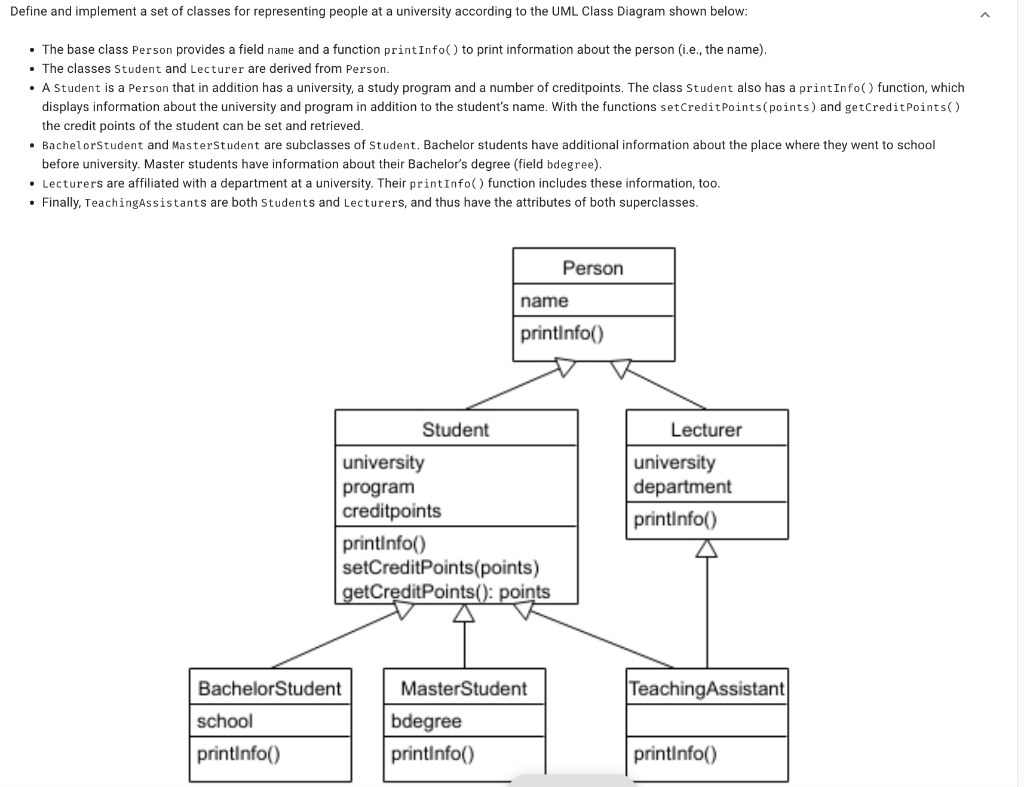 Solved Using Python, Define and implement a set of classes | Chegg.com