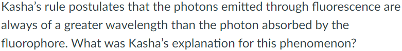 Solved Kasha's rule postulates that the photons emitted | Chegg.com