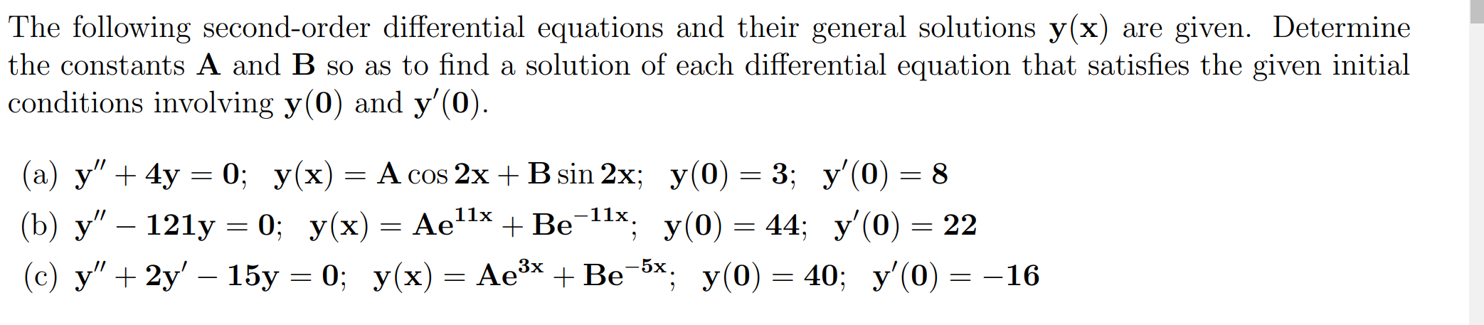 Solved The following second-order differential equations and | Chegg.com