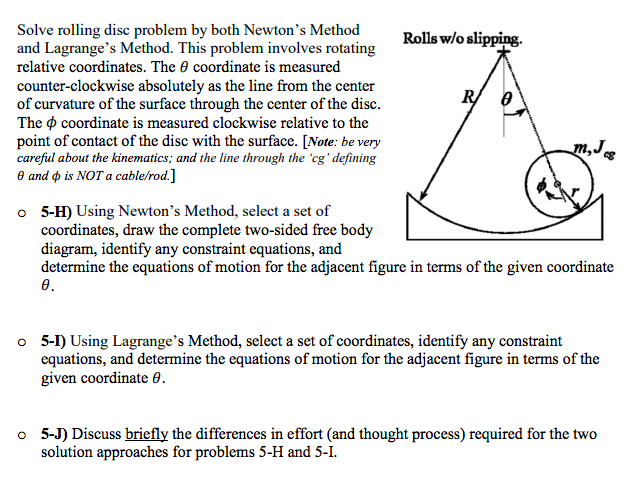 Solved Solve rolling disc problem by both Newton's Method | Chegg.com