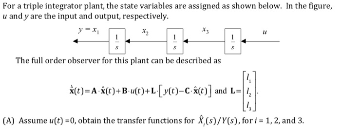 Solved For a triple integrator plant, the state variables | Chegg.com