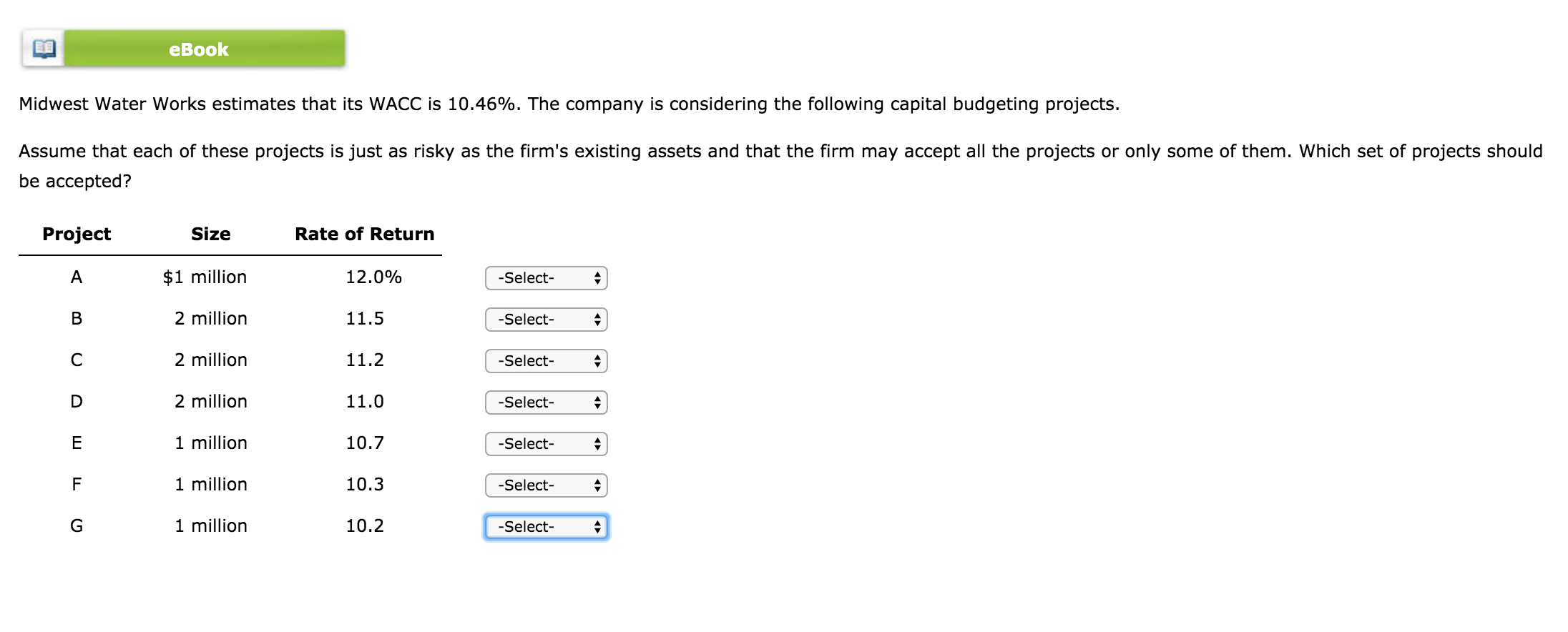 Solved ????ook Midwest Water Works estimates that its WACC is