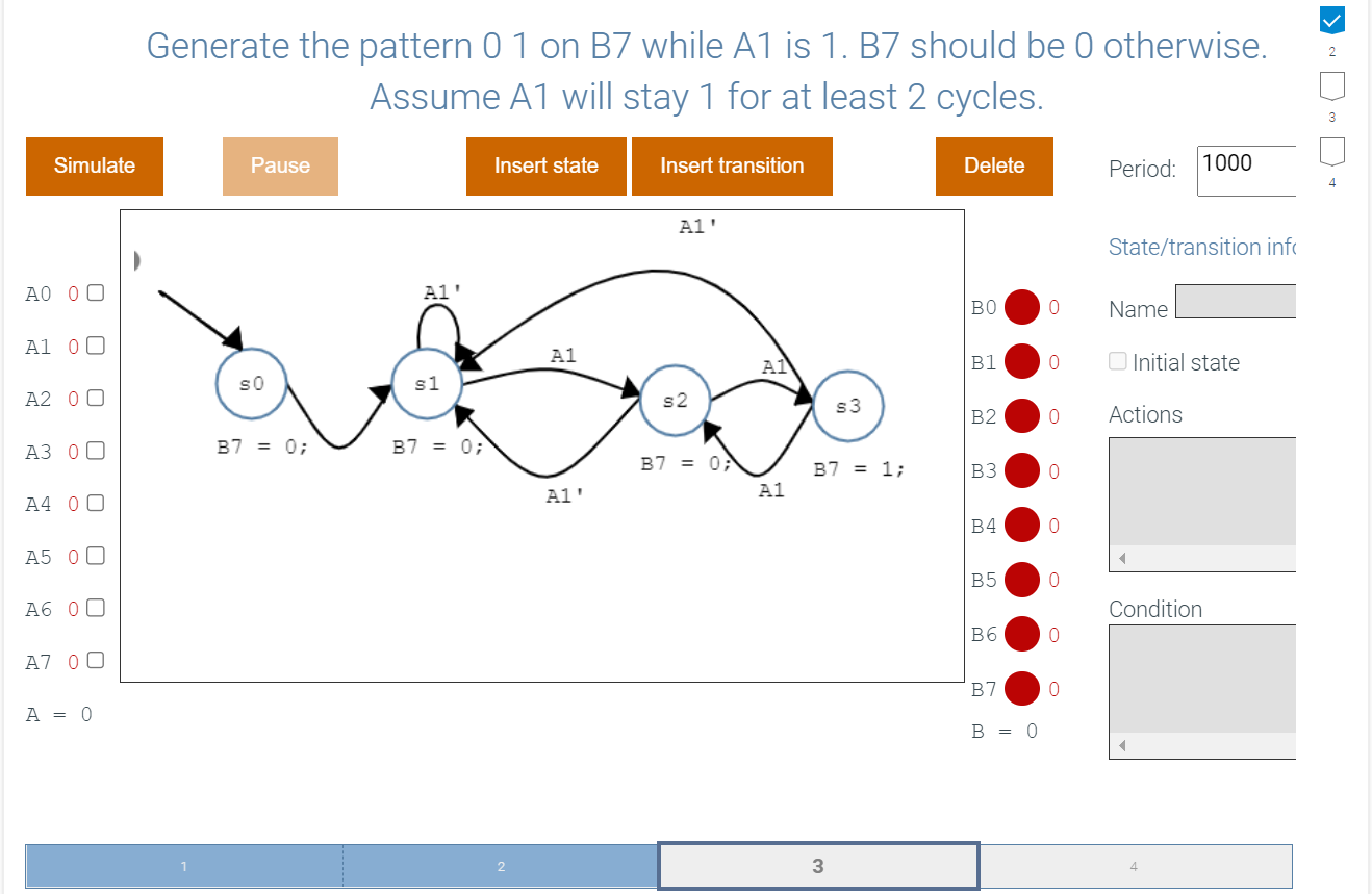 Solved Generate The Pattern 0 1 On B7 While A1 Is 1. B7 | Chegg.com