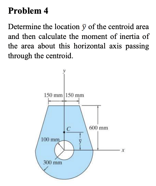 Solved Determine the location yˉ of the centroid area and | Chegg.com