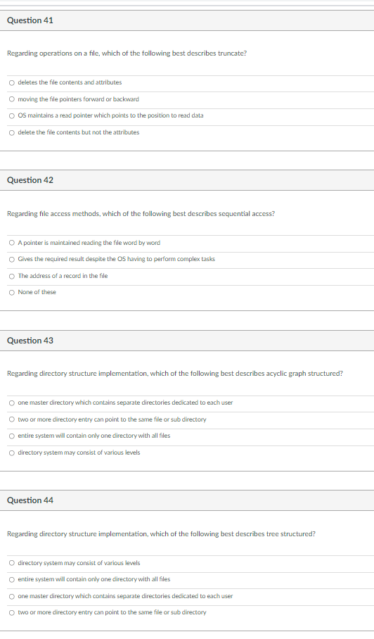 Solved Question 41 Regarding operations on a file, which of | Chegg.com
