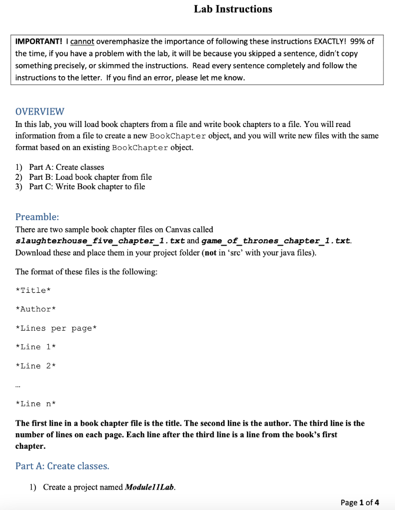 Solved Lab Instructions IMPORTANT! I cannot overemphasize | Chegg.com
