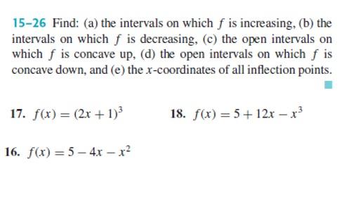 Solved 15-26 Find: (a) the intervals on which f is | Chegg.com