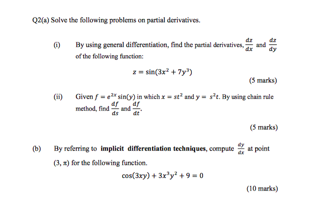 Solved Q2(a) Solve the following problems on partial | Chegg.com