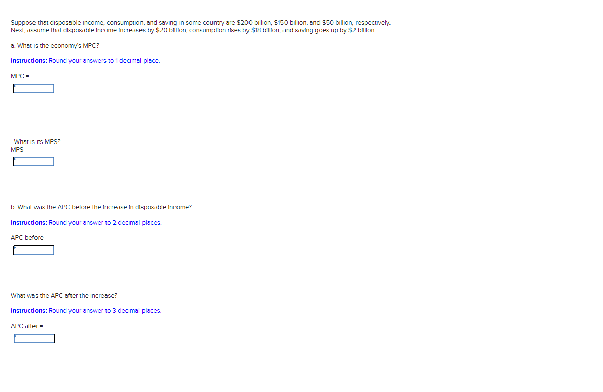 Solved Suppose that disposable consumption, and