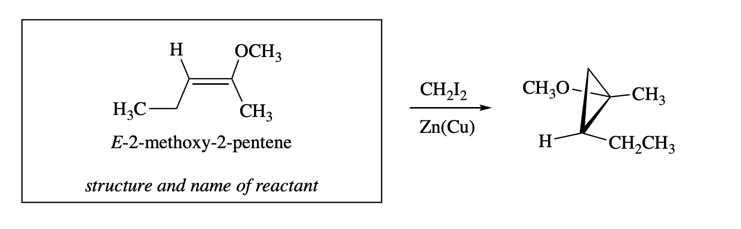 Solved E-2-methoxy-2-pentene Zn(Cu) CH2I2 structure and name | Chegg.com