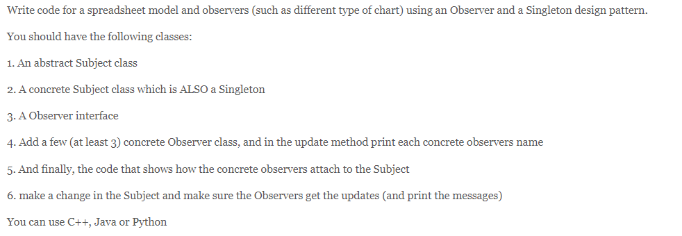 Write code for a spreadsheet model and observers | Chegg.com