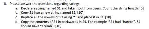 Solved 3. Please answer the questions regarding strings. a. | Chegg.com