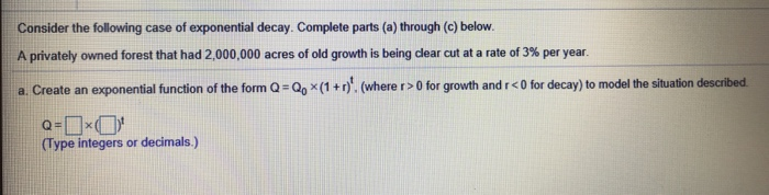 Solved Consider the following case of exponential decay. | Chegg.com