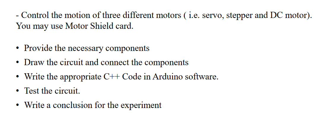 Solved - Control the motion of three different motors ( i.e. | Chegg.com