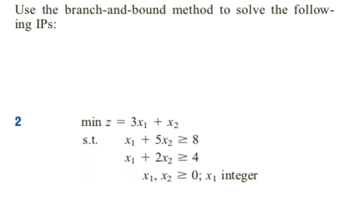 Solved Use the branch-and-bound method to solve the follow 