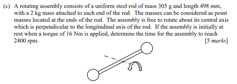 Solved (c) A rotating assembly consists of a uniform steel | Chegg.com