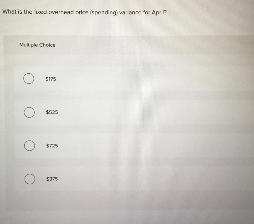 Solved What is the fixed overhead price (spending) variance | Chegg.com
