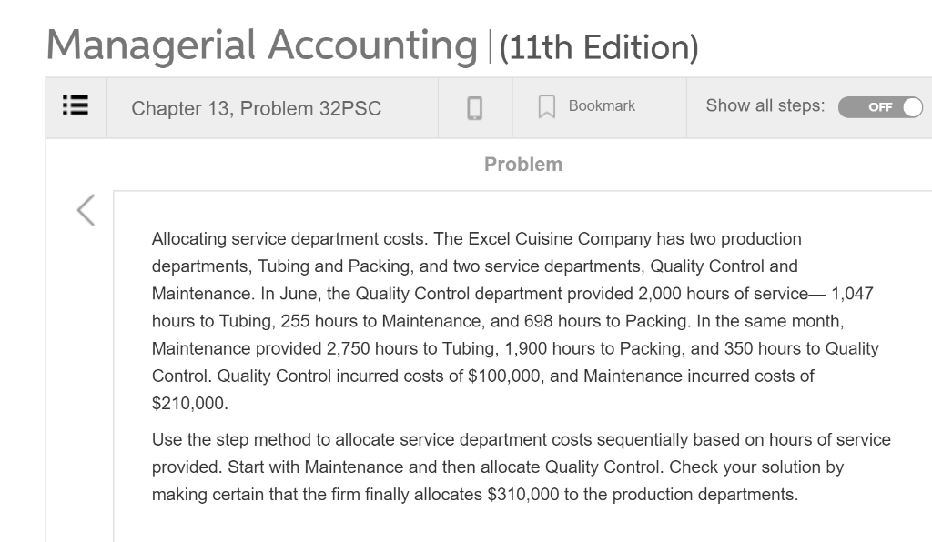 Solved (Managerial Accounting) This question is found in the | Chegg.com